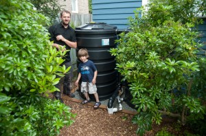 Rain water flows first into the cisterns, and then on to the rain garden.